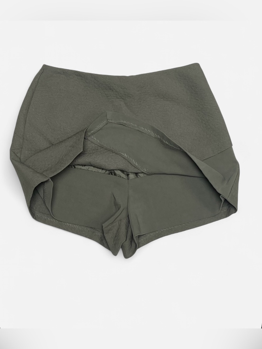 Topshop Olive Green Asymmetric Skort - Picture 2 of 5